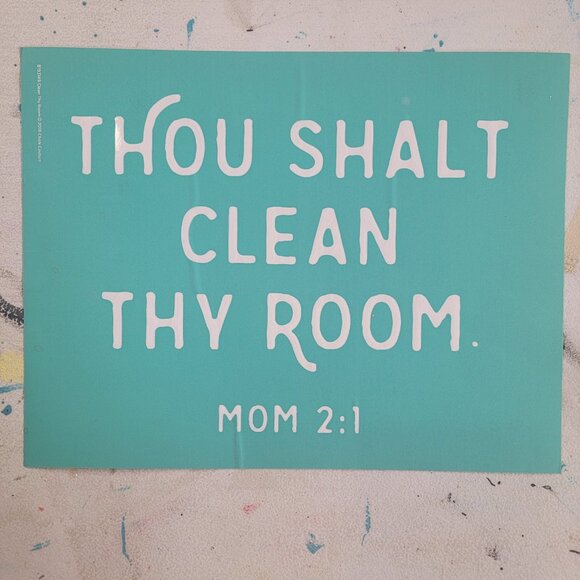 Thou Shalt Clean Thy Room ~ Reuseable silk screen stencil 8 1/2 x 11 - Picture 1 of 1